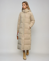 Elegante lange gewatteerde jas voor dames 0