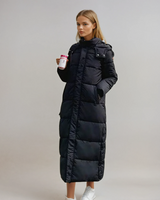 Elegante lange gewatteerde jas voor dames 1