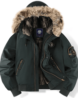 Gewatteerd bomberjack met capuchon van imitatiebont 0