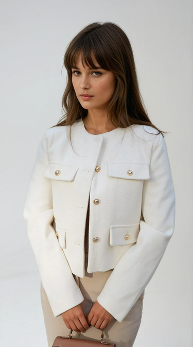 Grace Pearl Button Cropped Jacket voor dames 0