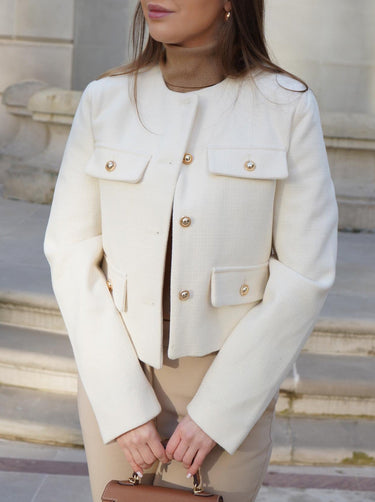Grace Pearl Button Cropped Jacket voor dames 1