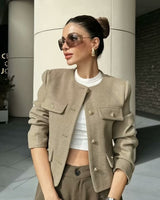 Grace Pearl Button Cropped Jacket voor dames 6