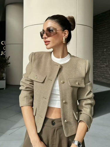 Grace Pearl Button Cropped Jacket voor dames 6