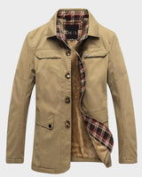 Herenjack met fleecevoering en klepzakken, middellange lengte 0