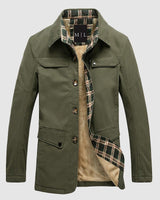 Herenjack met fleecevoering en klepzakken, middellange lengte 2