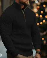 Kabelgebreide trui met halve rits voor heren 2