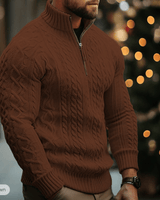 Kabelgebreide trui met halve rits voor heren 3