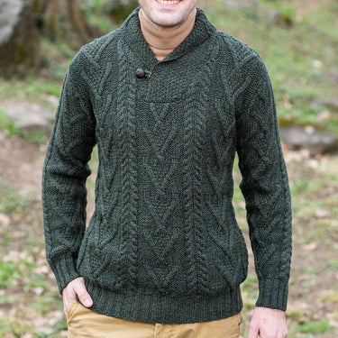 Kabeltrui van wolmix met sjaalkraag 2