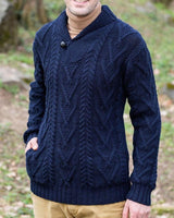 Kabeltrui van wolmix met sjaalkraag 4