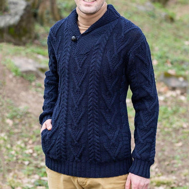 Kabeltrui van wolmix met sjaalkraag 4