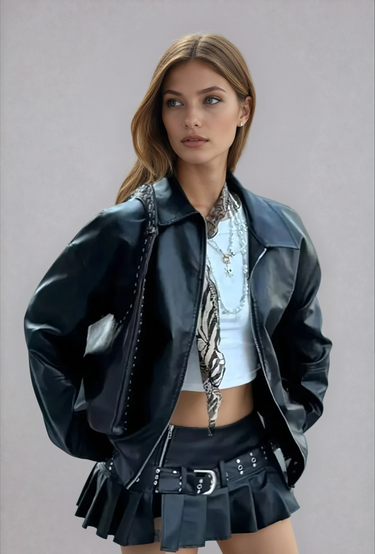 Klassiek imitatieleren damesjack 0