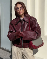 Klassiek imitatieleren damesjack 1