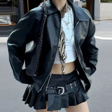 Klassiek imitatieleren damesjack 1