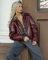 Klassiek imitatieleren damesjack 2