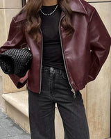 Klassiek imitatieleren damesjack 3