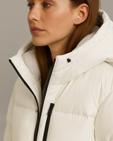 Lange gewatteerde jas met capuchon voor dames 2