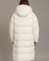 Lange gewatteerde jas met capuchon voor dames 3