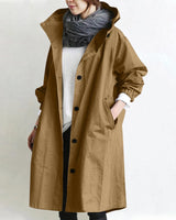 Lange trenchcoat met capuchon voor dames 4