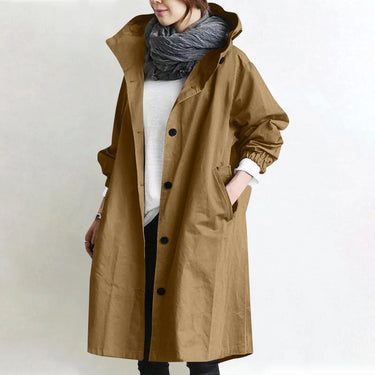 Lange trenchcoat met capuchon voor dames 4