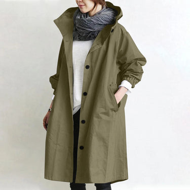 Lange trenchcoat met capuchon voor dames 7