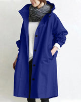 Lange trenchcoat met capuchon voor dames 9