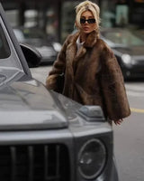 Lange winterjas van imitatiebont voor dames 5