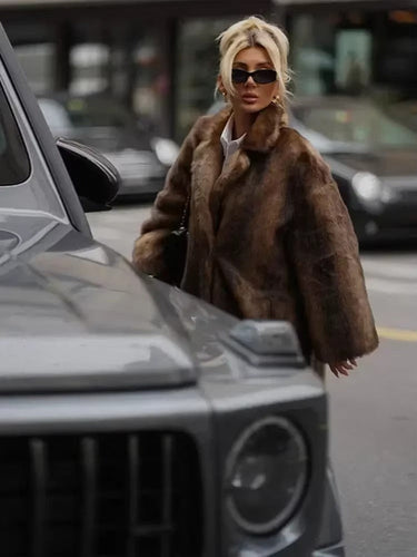 Lange winterjas van imitatiebont voor dames 5