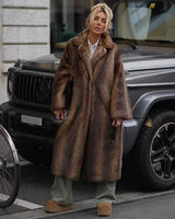 Lange winterjas van imitatiebont voor dames 6