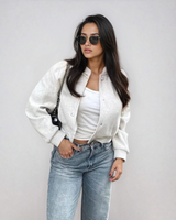 Licht cropped bomberjack voor dames 1