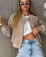 Licht cropped bomberjack voor dames 2