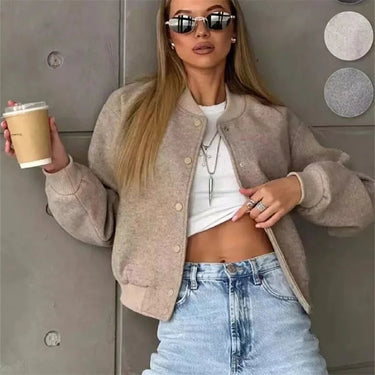 Licht cropped bomberjack voor dames 2