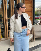 Licht cropped bomberjack voor dames 5