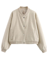 Licht cropped bomberjack voor dames 7