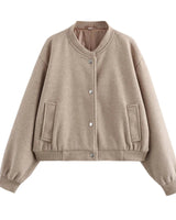 Licht cropped bomberjack voor dames 9