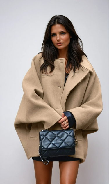 Oversized damesjas van wolmix met knoopsluiting 1