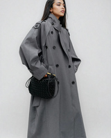 Oversized lange trenchcoat voor dames 0