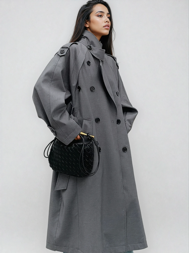 Oversized lange trenchcoat voor dames 0