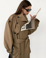 Oversized lange trenchcoat voor dames 1