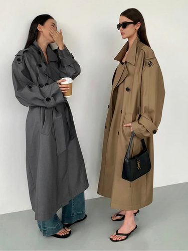 Oversized lange trenchcoat voor dames 2