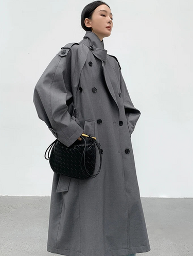 Oversized lange trenchcoat voor dames 4