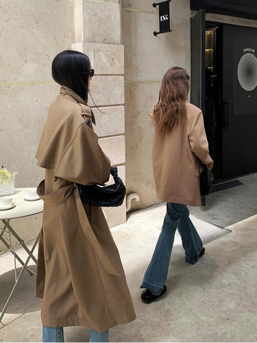 Oversized lange trenchcoat voor dames 6