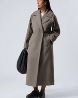 Oversized lange wollen jas voor dames 0