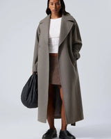 Oversized lange wollen jas voor dames 1