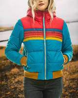 Retro gestreepte gewatteerde pufferjas voor dames 1