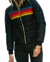 Retro gestreepte gewatteerde pufferjas voor dames 2