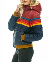 Retro gestreepte gewatteerde pufferjas voor dames 6