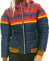 Retro gestreepte gewatteerde pufferjas voor dames 7