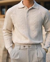 Slim Fit Kabelgebreide Polotrui 0