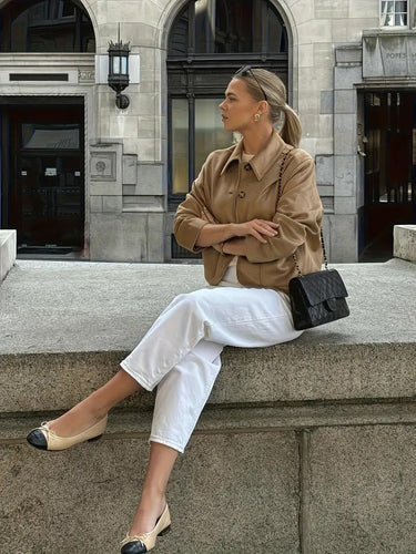 Suède jack met knoopjes voor dames 2