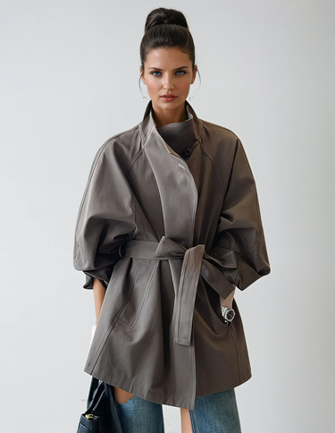 Trenchcoat met opstaande kraag voor dames 0